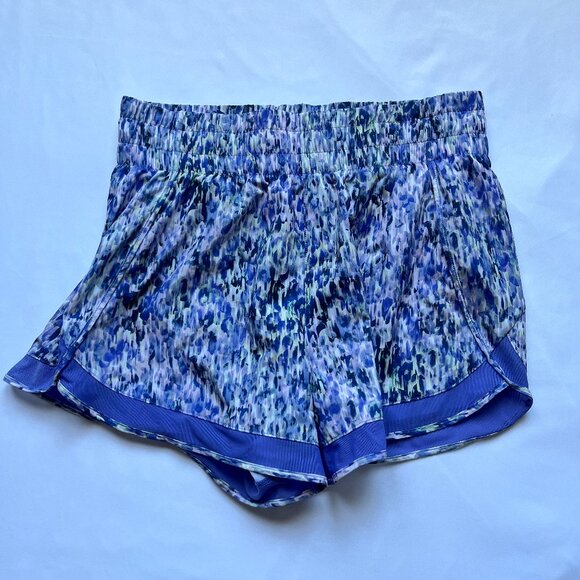 Athleta High Rise Mesh Racer Run 3" Shorts Purple/White Women’s Size Medium - Picture 3 of 11